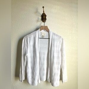 Cynthia Rowley White Textured Linen Cardigan